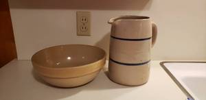 lot 67 image: Glazed Pottery, Bowl and Marshall Pottery Pitcher