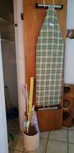 lot 54 image: Proctor Silex Ironing Board, Dusters, Pottery Jug