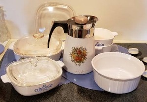 lot 71 image: Corningware Lot Blue Cornflower and Spice of Life Designs