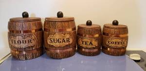 lot 80 image: Ceramic Cannister Set with Barrel Design
