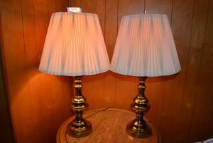 lot 127 image: Pair of Brass Lamps