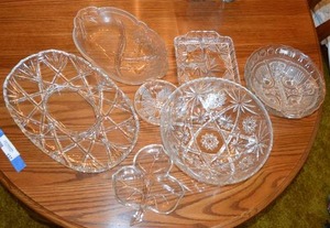 lot 137 image: Crystal and Glass Cut Serving Dishes