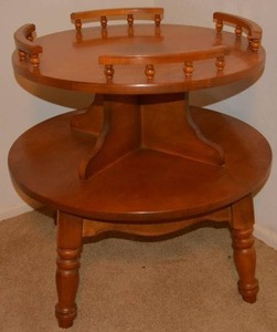 lot 156 image: 2 Tier Circle End Table with 4 Part Sections as shown, 25 x 25 Tall