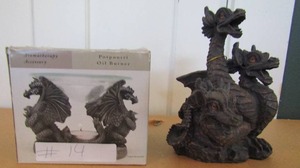 lot 14 image: Aromatherapy dragon burner NIB 3 headed dragon decor (few small broken pieces)