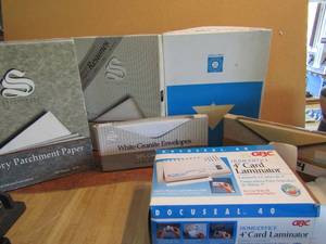 lot 74 image: Lot of envelopes, labels, printer paper and more