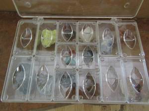 lot 100 image: Clear divided case with assorted stones from around the world