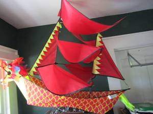 lot 106 image: red dragon kite  48Lx40W 34H