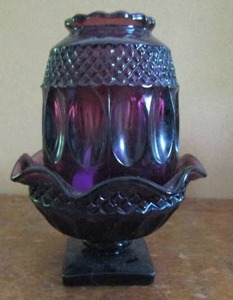 lot 122 image: Dark purple glass Fenton fairy lamp