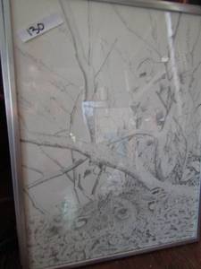 lot 130 image: 2 wild life art The frame up art gallery 27x21 both black and white