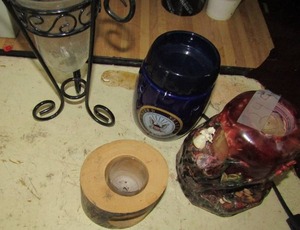 lot 245 image: Christmas candle United States oil burner,  wooden candle holder
