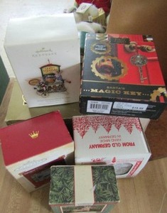lot 257 image: Swartz clock ornament, Hallmark tree ornament and more