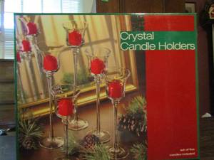 lot 298 image: Set of 5 candle holders and candles NIB