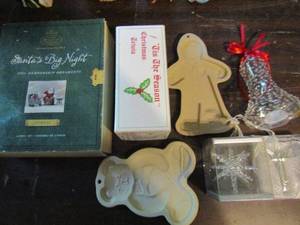 lot 300 image: Santas big night,  Neman Marcus christmas ornament     2 pampered chef cookie makers