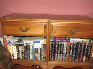lot 338 image: 2 NIGHT STANDS - Single drawer,  open bottom  24x19x14 (books not included)