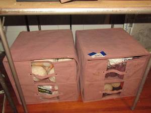 lot 340 image: 2 pink bins W pull outs full of yarn