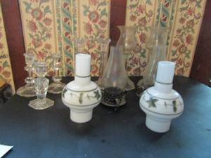 lot 383 image: Lead crystal candle holder sets, star glass candle holders, 2 large candle holders  and more 11 pcs. Total