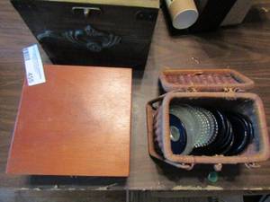 lot 455 image: Big box of Chandalier crystals, wooden trinket box and more