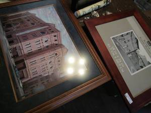 lot 464 image: the old and the new by Hal Warniok ,signed 31x36 framed plus frame 18x24