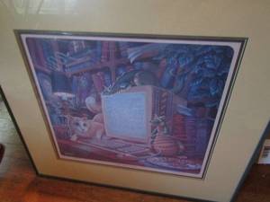 lot 470 image: Randall Spanger cat and mouse with certificate of authenticity 25x23