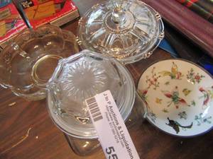 lot 551 image: Candy dishes, jar with lid and more
