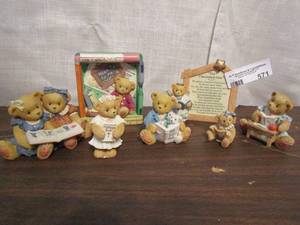 lot 571 image: Cherished teddies lot of 7 reading and writing theme