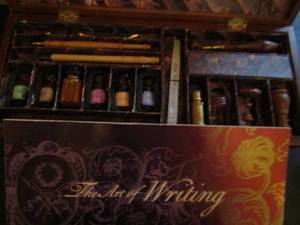 lot 634 image: The Art of Writing Calligraphy and wax stamp kit in wooden case