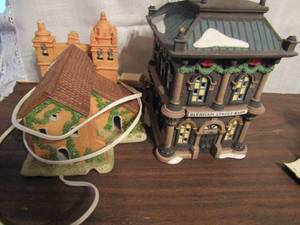 lot 636 image: 2 ceramic houses Dickens village Blenham street bank and The first of the Californian series
