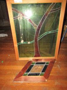 lot 656 image: Stained glass 25x20 and A diamond shape 21x12