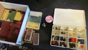 lot 706 image: Miniature lot- asphalt shingles, desk accessories, teapots, sups and plates