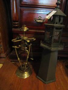 lot 717 image: 2 bulb vintage lamp no shade and lighthouse house votive
