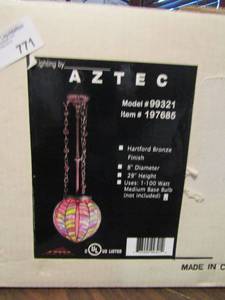 lot 771 image: Aztec hanging light stained glass NEW