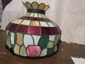 lot 772 image: Stained glass hanging lamp fruit design glass