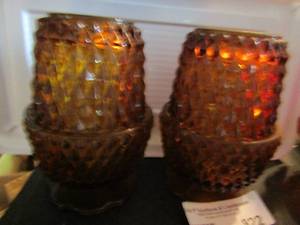 lot 822 image: Fenton fairy lights 2 dark orange cut glass