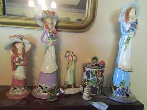 lot 848 image: 7 piece blue sky clay works-4 mothers with flowers, honey hive, apple core and  Can