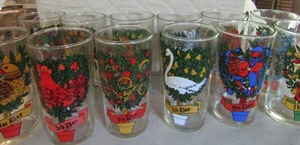 lot 876 image: case with 12 days of christmas  and tall drinking glasses
