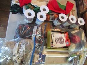 lot 900 image: Crafting supplies, Tulle, linen, embroidery thread, trim etc.