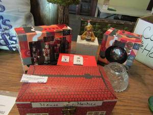 lot 904 image: FAO Schwartz set of 3 nutcracker ornaments  2017 ornament, House of Hankies box full of hankies liberty falls , cherished teddy and more