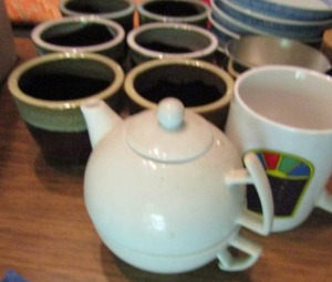 lot 990 image: set of 6 stone mugs set of 5 blue dragon china teapot with mug jar and mug