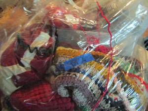 lot 992 image: Large bag of work in progress knitting and extra yarn