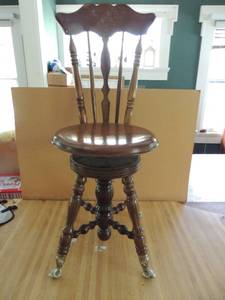 lot 145 image: PIANO CHAIR - CLAW ON BALL, REPRODUCTION   36 X 16 X 18