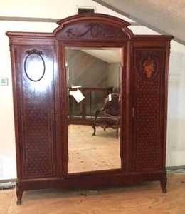lot 1 image: Antique Armoire Wardrobe Storage Closet