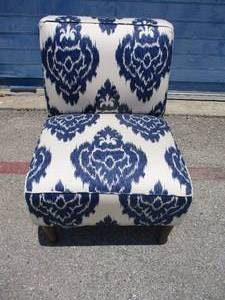 lot 24 image: Blue And White Accent Chair By Fabrique Par Furniture Co.