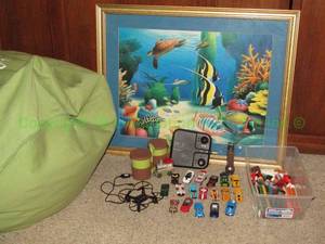 lot 127 image: Bean bag chair, Hot Wheels and more as shown