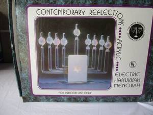 lot 35 image: Contemporary Reflection-Acrylic Electric Hanukah Menorah In Box