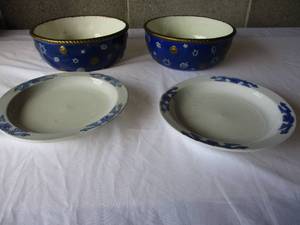 lot 38 image: Lot-2-Hanukah Bowls, and 2-Deep Saucers