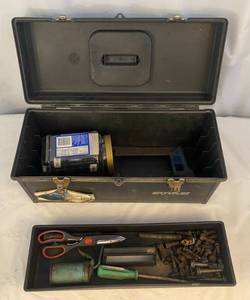 lot 92 image: WATERLOO TOOL BOX WITH TRAY AND MISC ITEMS