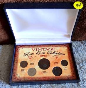 lot 34 image: VINTAGE RARE COIN COLLECTION IN DISPLAY CASE