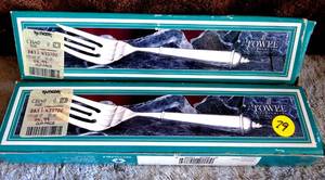 lot 79 image: LOT OF 2 - TOWEL SILVER PLATED SERVING FORKS