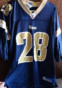 lot 121 image: LOS ANGELES RAMS #28 MARSHALL FAULT NFL JERSEY - SIZE XL