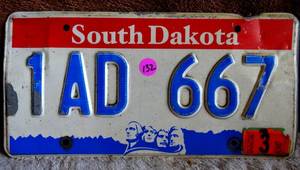 lot 132 image: SOUTH DAKOTA LICENSE PLATE